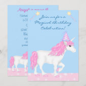 Schattigee roze en witte eenhoorn meisjes magische kaart (Voorkant / Achterkant)