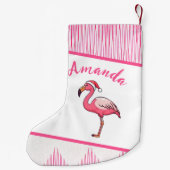 Schattigee roze en witte flamingo kerst kleine kerstsok (Achterkant)