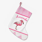 Schattigee roze en witte flamingo kerst kleine kerstsok (Voorkant (Hangend))