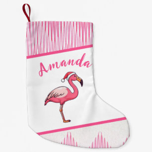 Schattigee roze en witte flamingo kerst kleine kerstsok