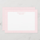 Schattigee roze en witte gingham Baby meisje plat Bedankkaart (Voorkant / Achterkant)