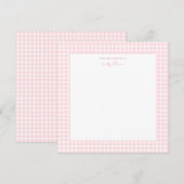 Schattigee Roze en witte gingham Square Baby Girl Bedankkaart (Voorkant / Achterkant)