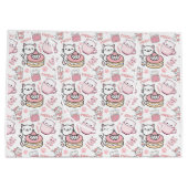 Schattigee Roze en Witte Kat Gift Bag Groot Cadeauzakje (Achterkant)