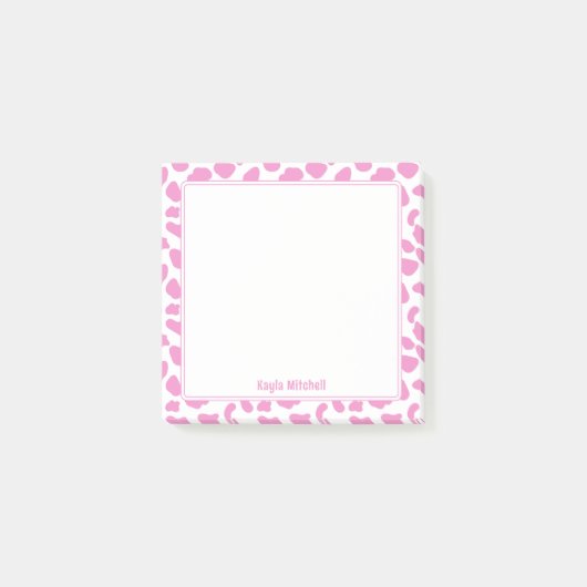 Schattigee roze en witte Koe Print Notes (Voorkant)