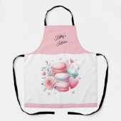 Schattigee roze en witte macaron harten gepersonal schort (Voorkant)