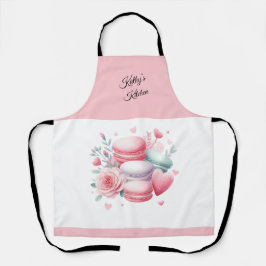Schattigee roze en witte macaron harten gepersonal schort