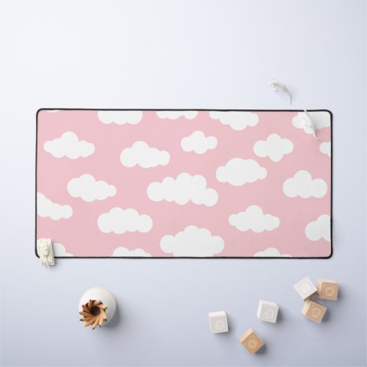 Schattigee roze en witte pastelwolken bureaumat (Kindertafel)
