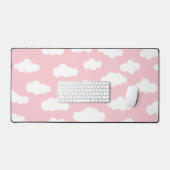 Schattigee roze en witte pastelwolken bureaumat (Keyboard & Muis)