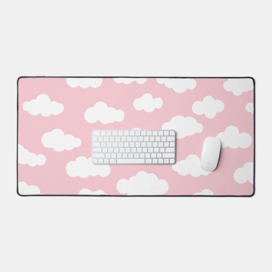 Schattigee roze en witte pastelwolken bureaumat (Keyboard & Muis)