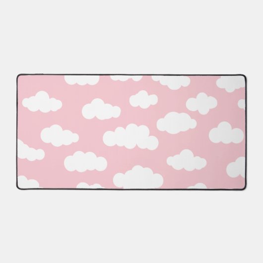 Schattigee roze en witte pastelwolken bureaumat (Voorkant)