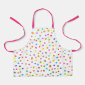 Schattigee roze en witte polka dot art kinder schort (Voorkant)