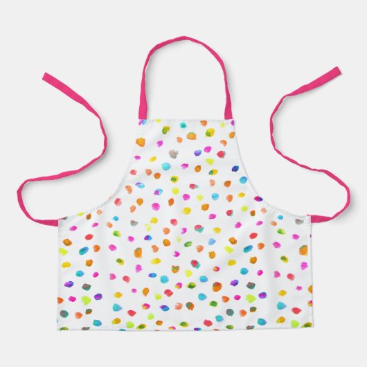Schattigee roze en witte polka dot art kinder schort (Voorkant)