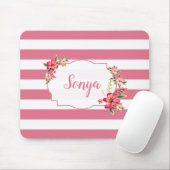 Schattigee roze en witte strepen muismat (Met muis)