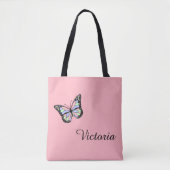 Schattigee roze en zwarte cursieve scriptnaam Butt Tote Bag (Voorkant)