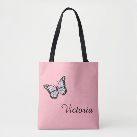 Schattigee roze en zwarte cursieve scriptnaam Butt Tote Bag (Voorkant)