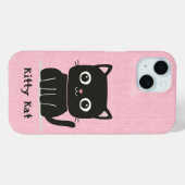 Schattigee roze en zwarte kat Case-Mate iPhone case (Achterkant (horizontaal))