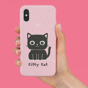 Schattigee roze en zwarte kat iPhone 15 case