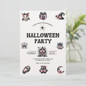 Schattigee Roze en Zwarte Kinder Halloween Party U Kaart (Staand voorkant)