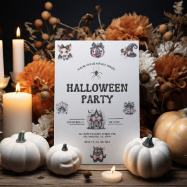 Schattigee Roze en Zwarte Kinder Halloween Party U Kaart