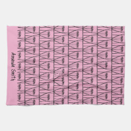 Schattigee Roze en Zwarte Kokosnoot Trees silhouet Theedoek