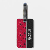 Schattigee roze en zwarte lieveheersbeestje bagagelabel (Achterkant verticaal)