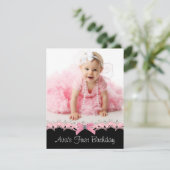Schattigee roze en zwarte meisjes foto verjaardags kaart (Staand voorkant)