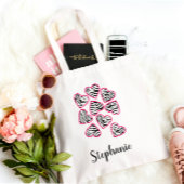 Schattigee Roze en Zwarte Zebra Strepen Chic Fun N Tote Bag