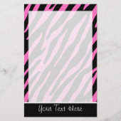 Schattigee roze en zwarte zebrastrepen briefpapier (Voorkant)