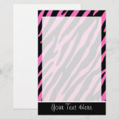 Schattigee roze en zwarte zebrastrepen briefpapier (Voorkant / Achterkant)