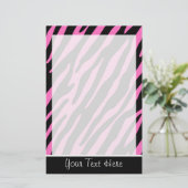 Schattigee roze en zwarte zebrastrepen briefpapier (Staand voorkant)