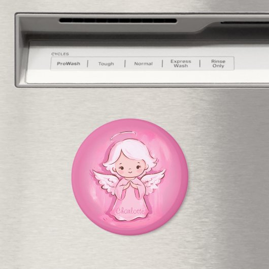 Schattigee Roze Engel Met Meisjes Naam Koelkast Magneet (Insitu (Vaatwasser))