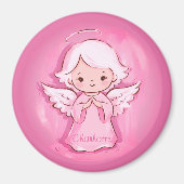 Schattigee Roze Engel Met Meisjes Naam Koelkast Magneet (Voorkant)