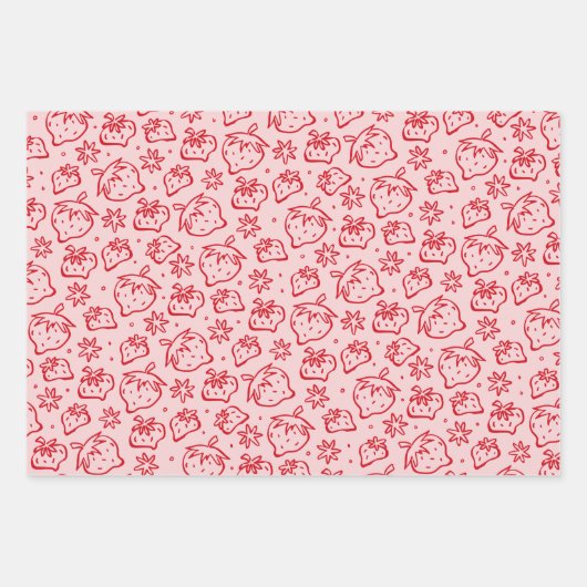 Schattigee roze envelop en aardbeien inpakpapier vel (Voorkant 2)