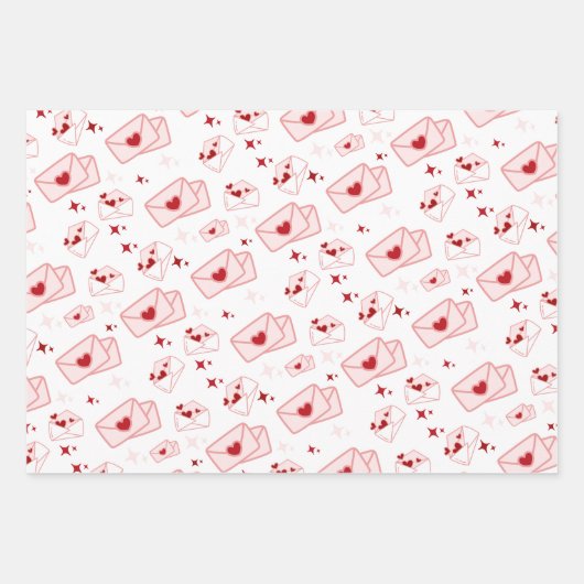 Schattigee roze envelop en aardbeien inpakpapier vel (Voorkant)