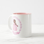 Schattigee roze etnische prinses gepersonaliseerd tweekleurige koffiemok (Voorkant links)
