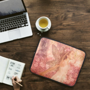 Schattigee Roze Fairy van Spring Fantasy Art Laptop Sleeve