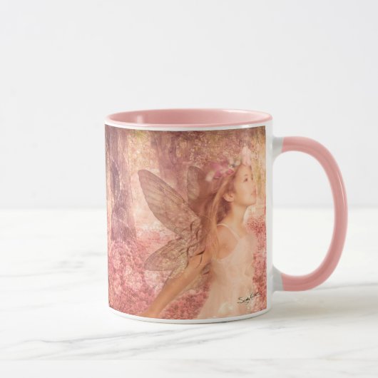 Schattigee Roze Fairy van Spring Fantasy Art Mok (Rechts)