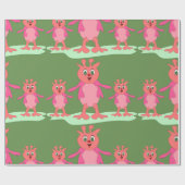 Schattigee roze fantasiewezens grillige aliens cadeaupapier (Vlak)