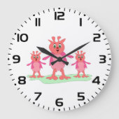 Schattigee roze fantasiewezens grillige aliens grote klok (Voorkant)