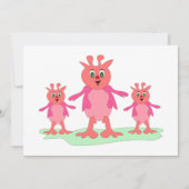 Schattigee roze fantasiewezens grillige aliens kaart (Voorkant)