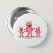Schattigee roze fantasiewezens grillige aliens ronde button 7,6 cm (Voorkant /achterkant)