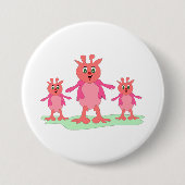 Schattigee roze fantasiewezens grillige aliens ronde button 7,6 cm (Voorkant)