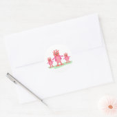 Schattigee roze fantasiewezens grillige aliens ronde sticker (Envelop)