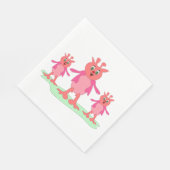 Schattigee roze fantasiewezens grillige aliens servet (Hoek)