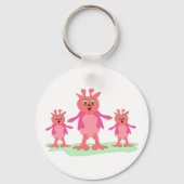 Schattigee roze fantasiewezens grillige aliens sleutelhanger (Voorkant)