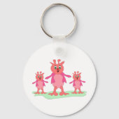 Schattigee roze fantasiewezens grillige aliens sleutelhanger (Voorkant)