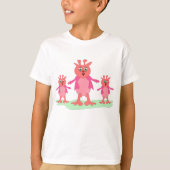 Schattigee roze fantasiewezens grillige aliens t-shirt (Voorkant)