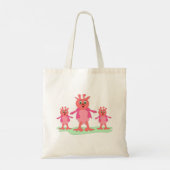 Schattigee roze fantasiewezens grillige aliens tote bag (Achterkant)