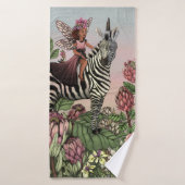Schattigee Roze Fee op Zebra Eenhoorn Bloemenkunst Badhanddoek (Badhanddoek)