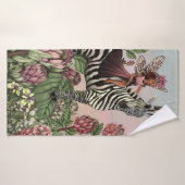 Schattigee Roze Fee op Zebra Eenhoorn Bloemenkunst Badhanddoek (Badhanddoek)
